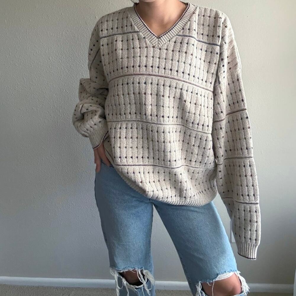 Vintage Liberty Sweaters Chunky Knit Sweater Fisherman minimalist neutral 90s